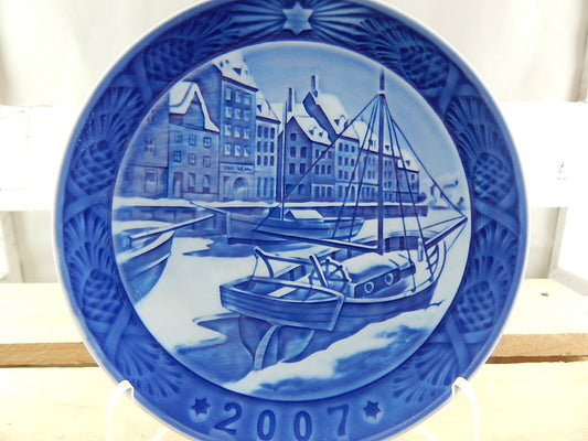ROYAL COPENHAGEN PIATTO DI NATALE 2007 ORIGINALE PORCELLANA BLU DIFETTO
