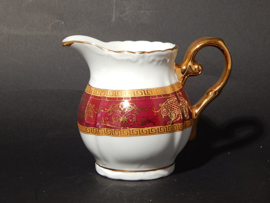 ELEGANTE SERVIZIO DA TE' PORCELLANA BIANCA DECORATA IN PORPORA E ORO 15 PEZZI