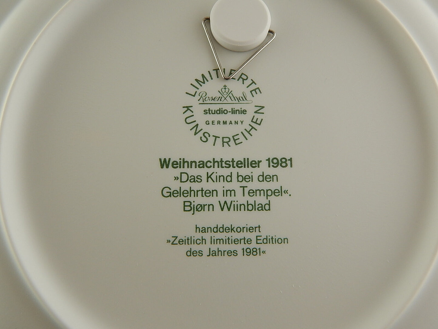 ROSENTHAL COLLEZIONE PORCELLANA E VETRO PIATTO DI NATALE 1981 BJORN WIINBLAD