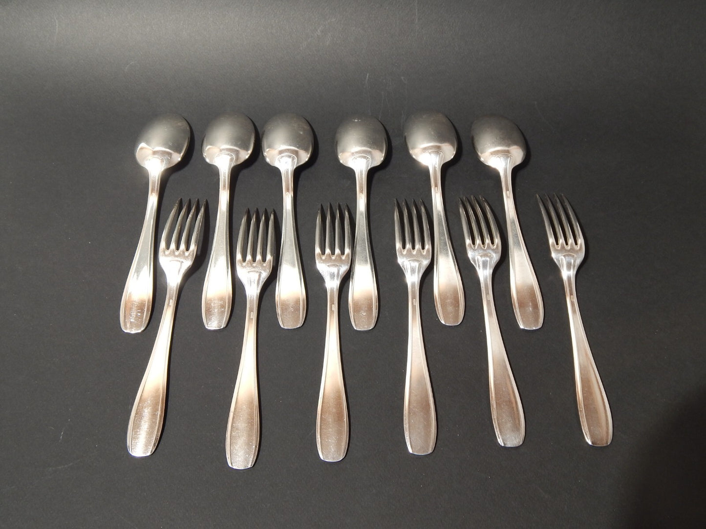 ANTICO ART DECO SET 18 POSATE FRANCESI ARGENTERIA SFAM ALPACCA ARGENTATE