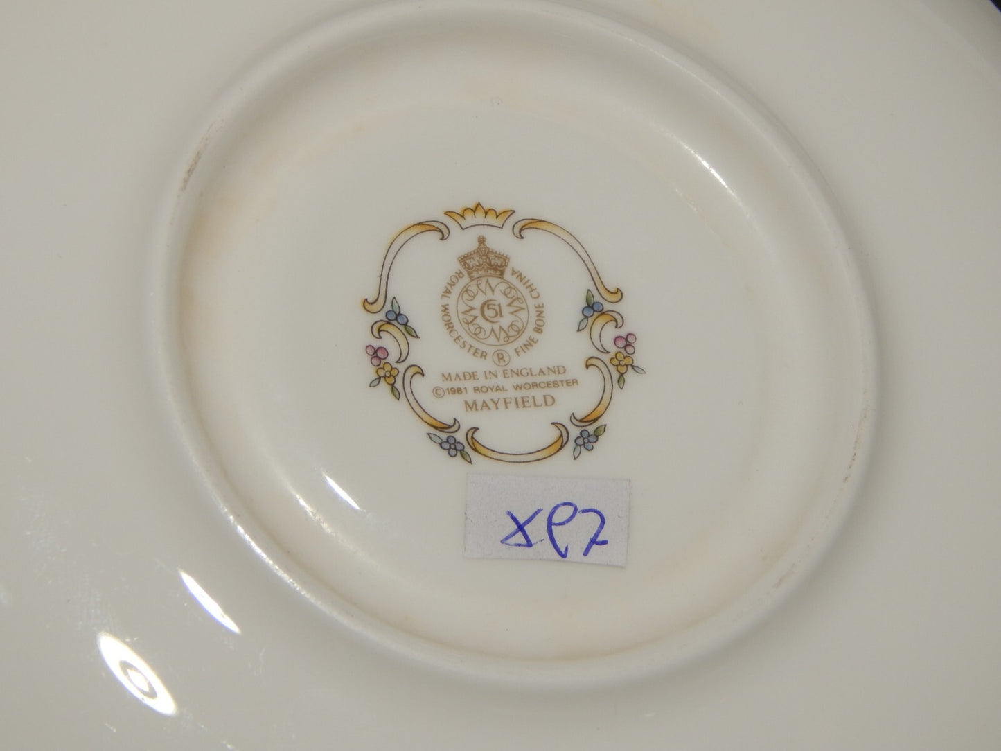 VINTAGE 6 PIATTINI SOTTO TAZZA MAYFIELD PORCELLANA ROYAL WORCESTER DEL 1981