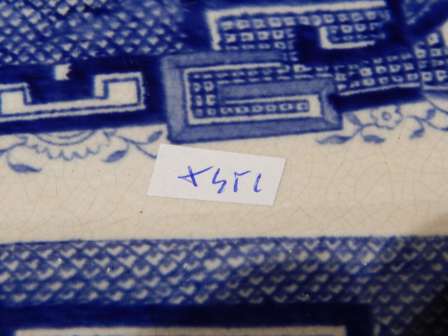 ANTICO VASSOIO CERAMICA TRANSFERWARE WILLOW BLU META' 800 IMPROVED STONE WARE