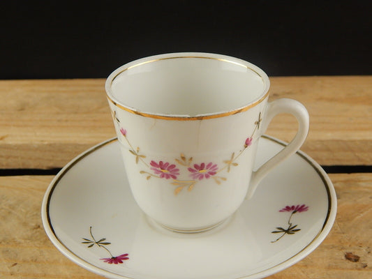 ANTICA TAZZA E PIATTINO PORCELLANA GINORI ART NOUVEAU DIPINTA A MANO #4673