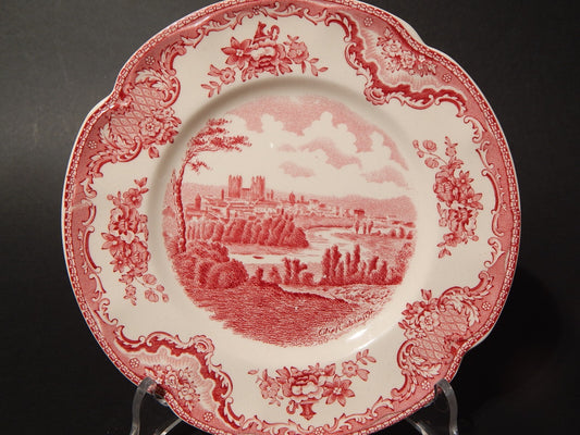 VINTAGE JOHNSON BROS OLD BRITAIN CASTLE PIATTO DOLCE SEMI PORCELLANA ROSSO