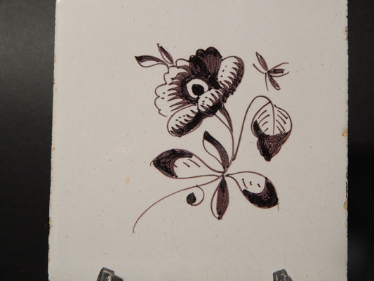 ANTICA PIASTRELLA MATTONELLA CERAMICA DELFT DEL 1700 DECORO AL MANGANESE (781)