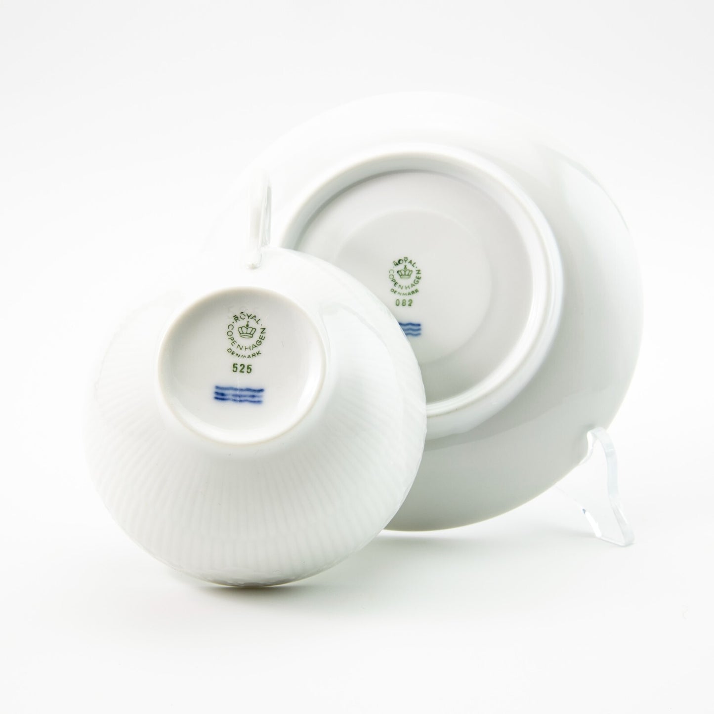 ROYAL COPENHAGEN WHITE FLUTED HALF LACE TAZZA DA TE' IN PORCELLANA CM 10 COD 525