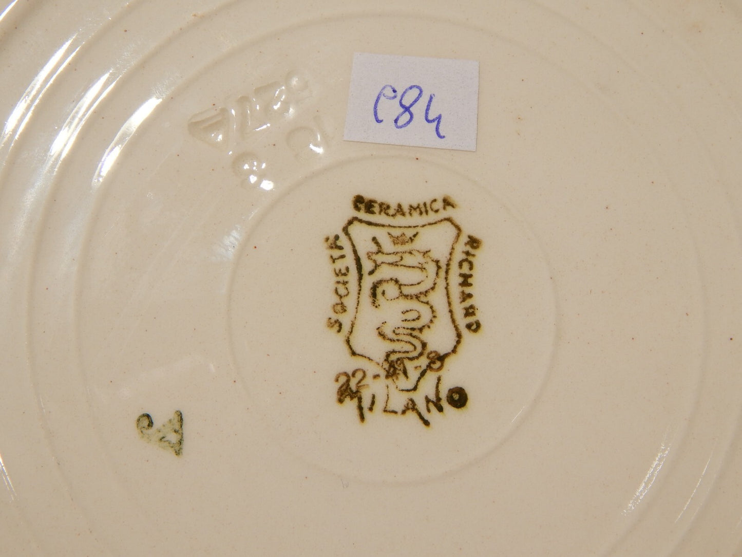 ANTICO PIATTO SOCIETA' CERAMICA RICHARD MILANO PAESAGGIO STAMPA A MANO