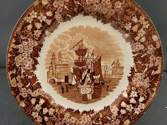 ANTICO PIATTO SEMI PORCELLANA RICHARD MILANO DECORO FERRARA META' 800 #A32