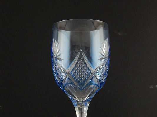 VINTAGE BICCHIERE CALICE CRISTALLO GERMANIA MOLATO NACHTMANN ACQUAMARINA