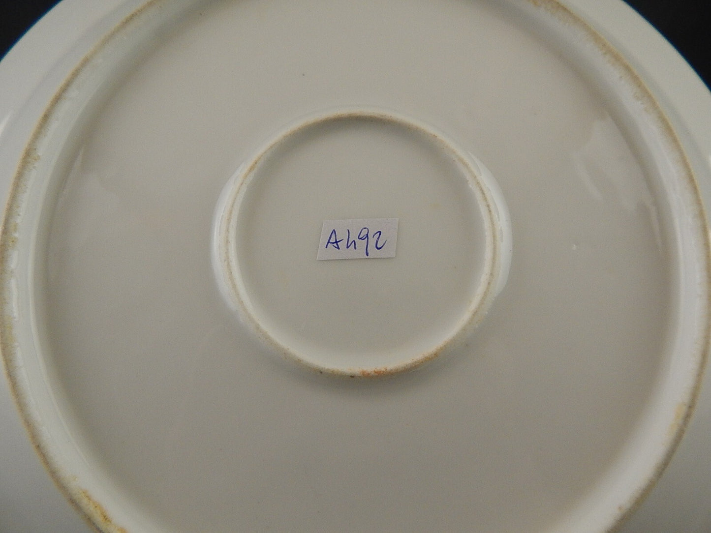 ANTICO PIATTO VASSOIO ROTONDO PORCELLANA PARIGI BIANCA BLU ORO NAPOLEONE III