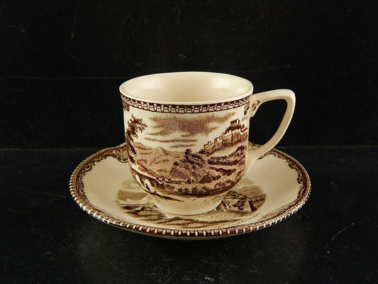 VINTAGE JOHNSON BROS OLD BRITAIN CASTLE TAZZINA CAFFE SEMI-PORCELLANA MARRONE
