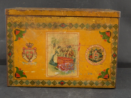 COLLEZIONE ANTICA RARA SCATOLA LATTA POLVERI BRIOSCHI MARCA DELLA REAL CASA