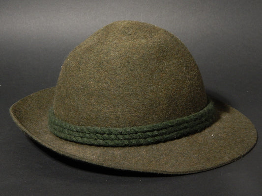 VINTAGE CAPPELLO DONNA UOMO CM 57 LANA FELTRO VERDE LODEN TIROLESE