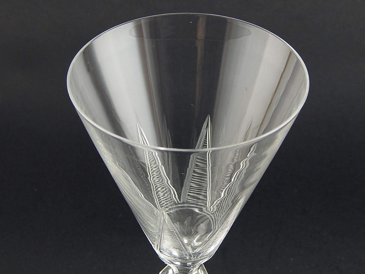 ANTICO BICCHIERE CALICE CRISTALLO INCISO PUNTA DIAMANTE EPOCA ART DECO