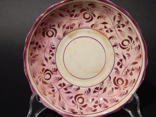 ANTICO GEORGIANO PIATTINO PORCELLANA LUSTRO ROSA STAFFORDSHIRE X269