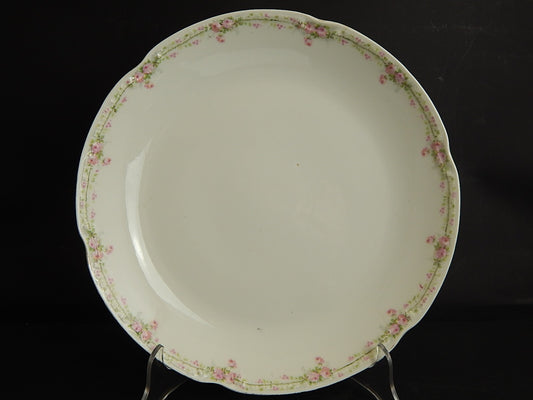 ANTICO RARO VASSOIO ROTONDO PORCELLANA BIANCA GINORI LIBERTY CON GHIRLANDA ROSE