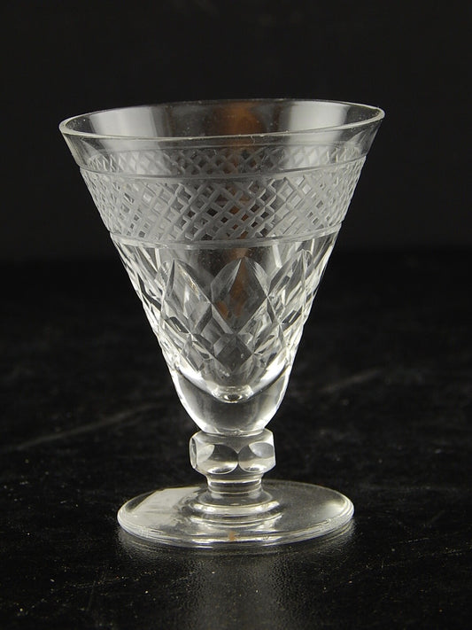 ANTICO ART DECO BICCHIERE CALICE CRISTALLO MOLATO 7 CM ALTEZZA