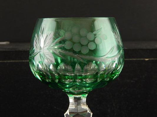 PREZIOSO VINTAGE BICCHIERE CALICE CRISTALLO BOEMIA MOLATO VERDE