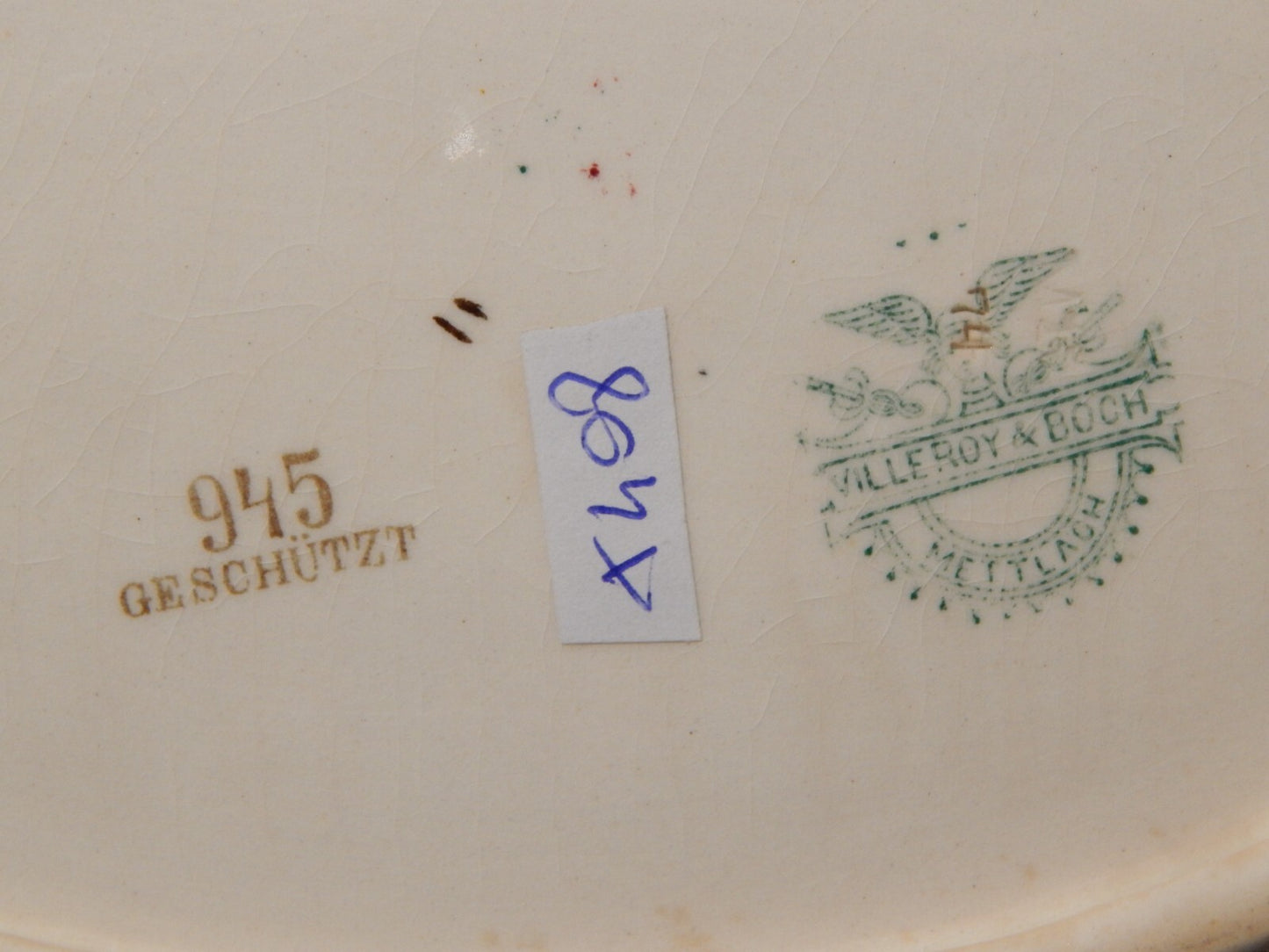 ANTICA RARA SALSIERA CERAMICA VILLEROY&BOCH METTLACH DI FINE 1800