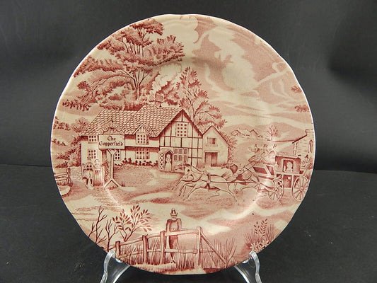 ANTICO PIATTO CERAMICA MAIOLICA LUNEVILLE ENGLISH STYLE BIANCO E ROSSO A387