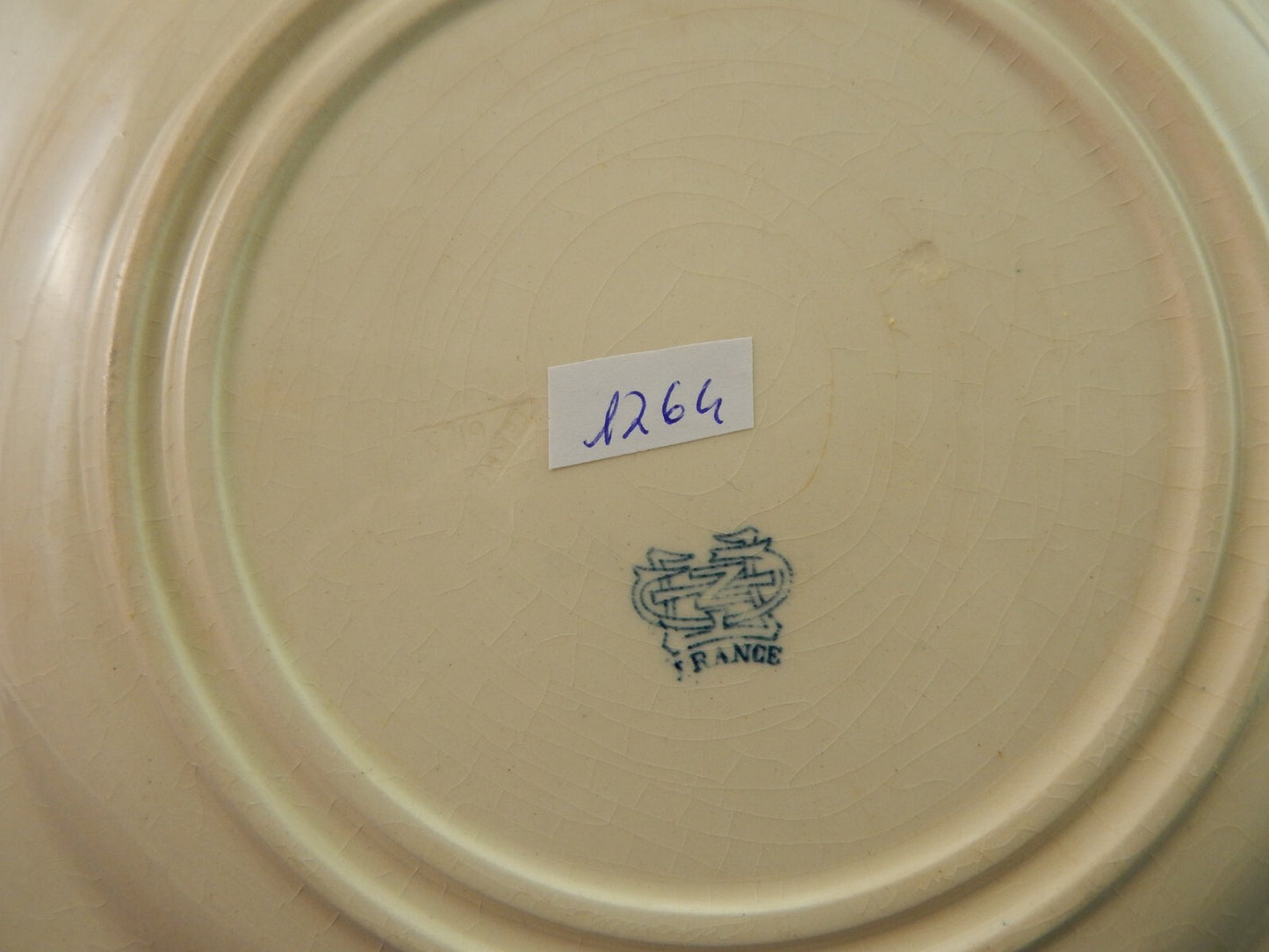 ANTICO RARO DEL 1923 PIATTO MAIOLICA CERAMICA GIEN DECORO BLU ALLA ROUEN #1764