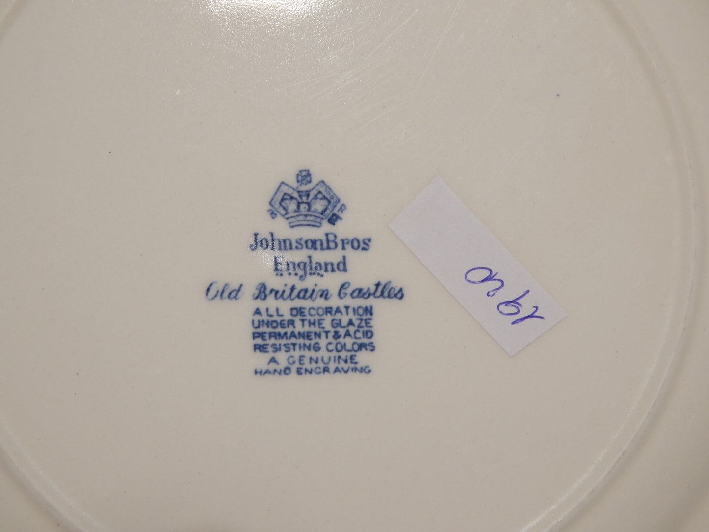 VINTAGE JOHNSON BROS OLD BRITAIN CASTLE BLU PIATTO PIANO PORCELLANA DIFETTO 1920