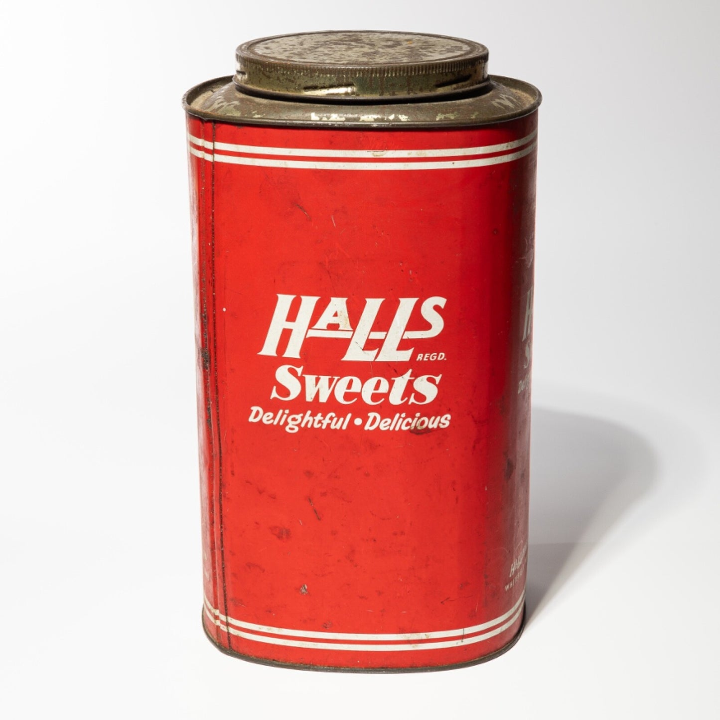 ANTICA RARA SCATOLA LATTA CARAMELLE HALLS MENTHO LYPTUS SWEET TABLETS