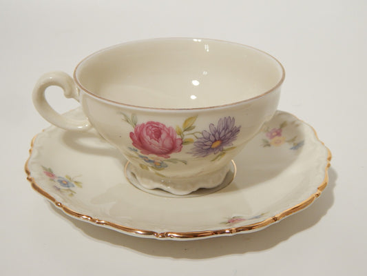 ANTICA TAZZA TE' PORCELLANA BAVARIA SELTMANN WEIDEN THERESIA LA ROSA E LA DALIA#