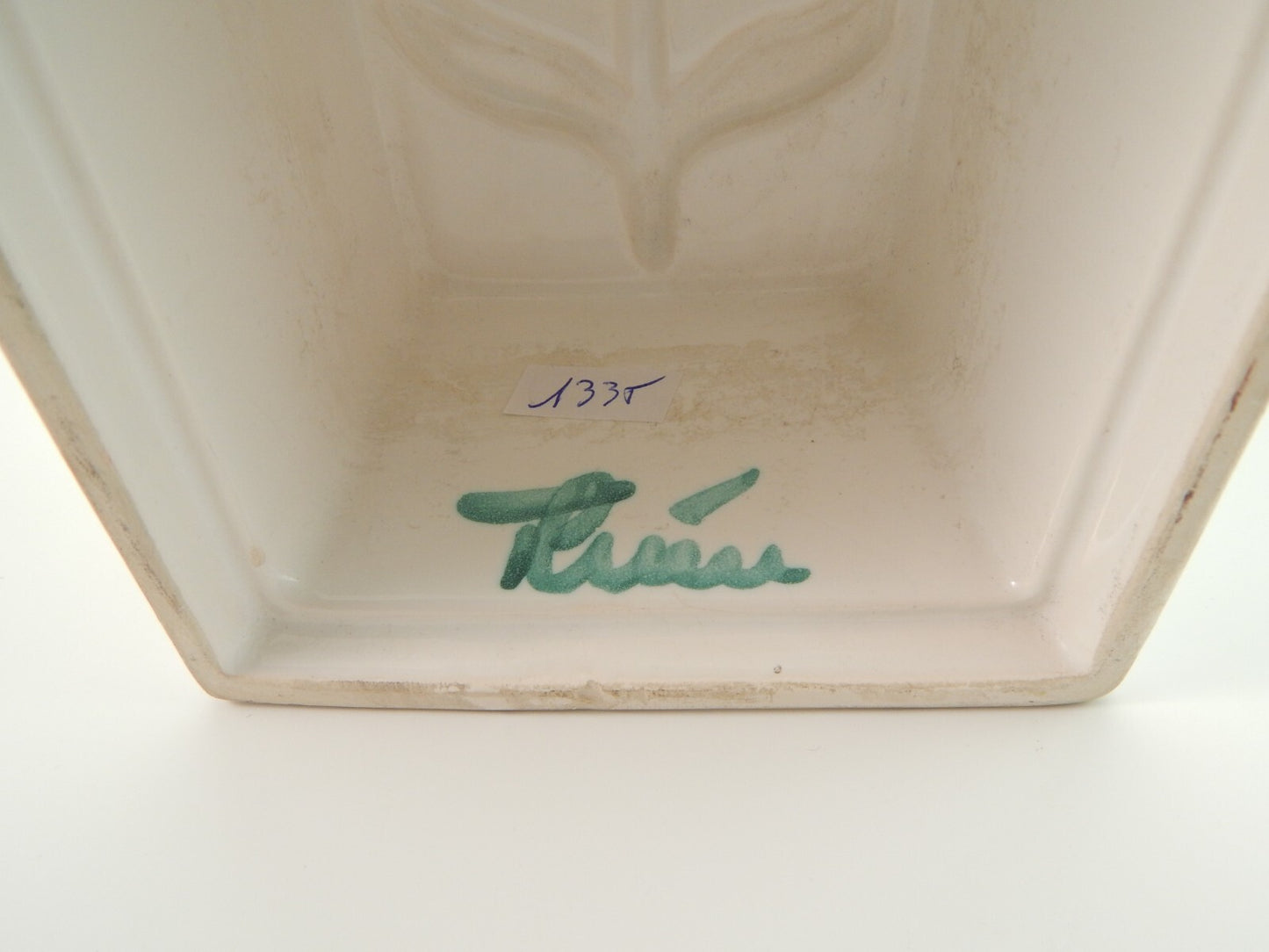 VINTAGE RARA FORMELLA CERAMICA TULIPANI AZZURRI DESIGNER LENE VECCHIA THUN