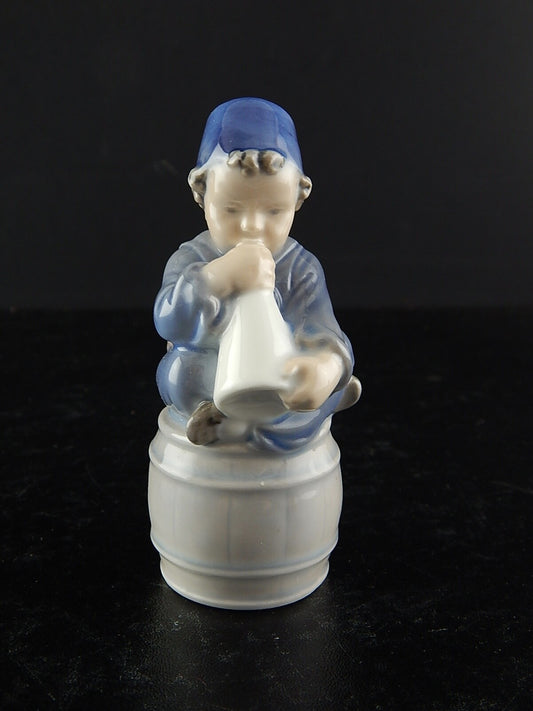 STATUINA PORCELLANA ROYAL COPENHAGEN RAGAZZO CON CORNO ORIGINALE BOY WITH HORN