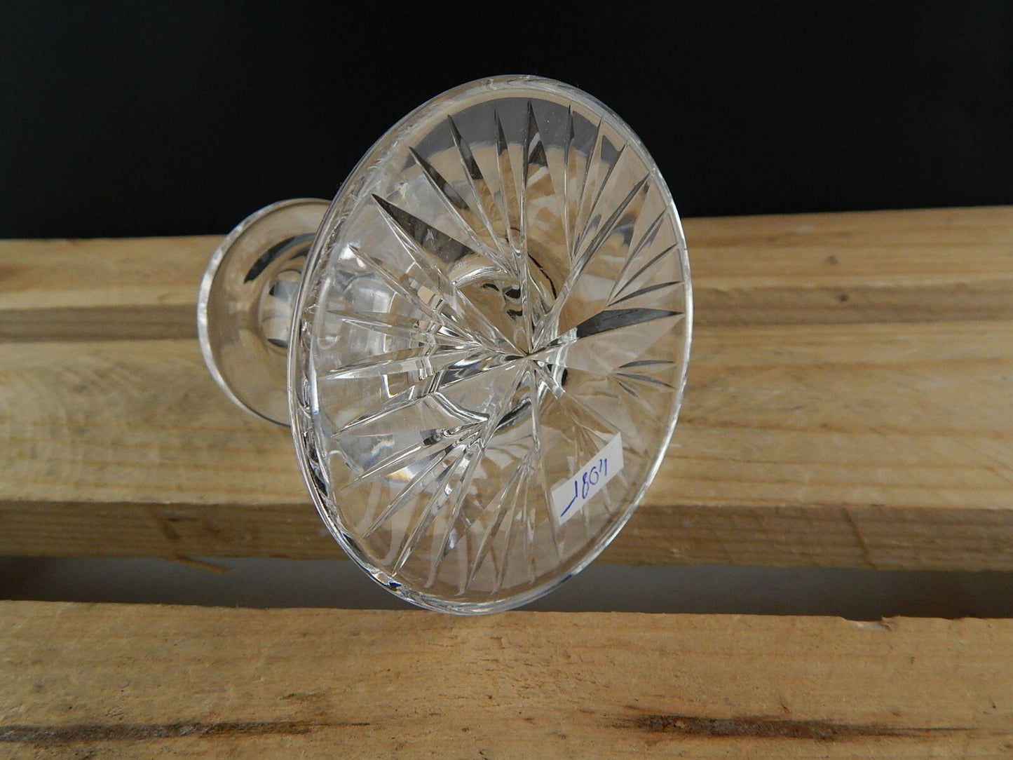 VINTAGE PREZIOSO PORTA CANDELA CANDELIERE CRISTALLO MOLATO BOEMIA