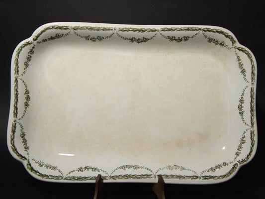 ANTICO RARO VASSOIO CERAMICA PETRUS REGOUT DECORO MARIE IN VERDE MAASTRICHT #