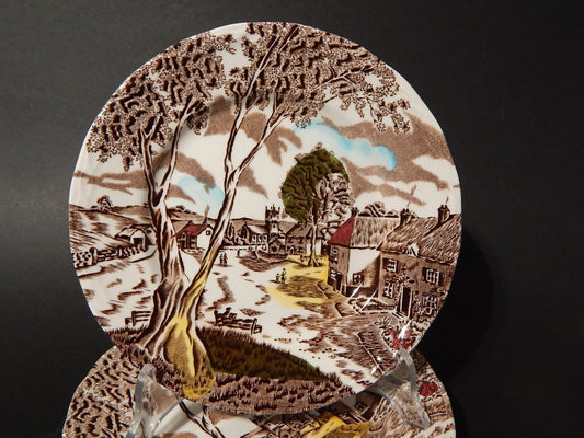 VINTAGE SERVIZIO 5 PIATTI DOLCE CERAMICA GRINDLEY STAMPA MANO SUNDAY MORNING