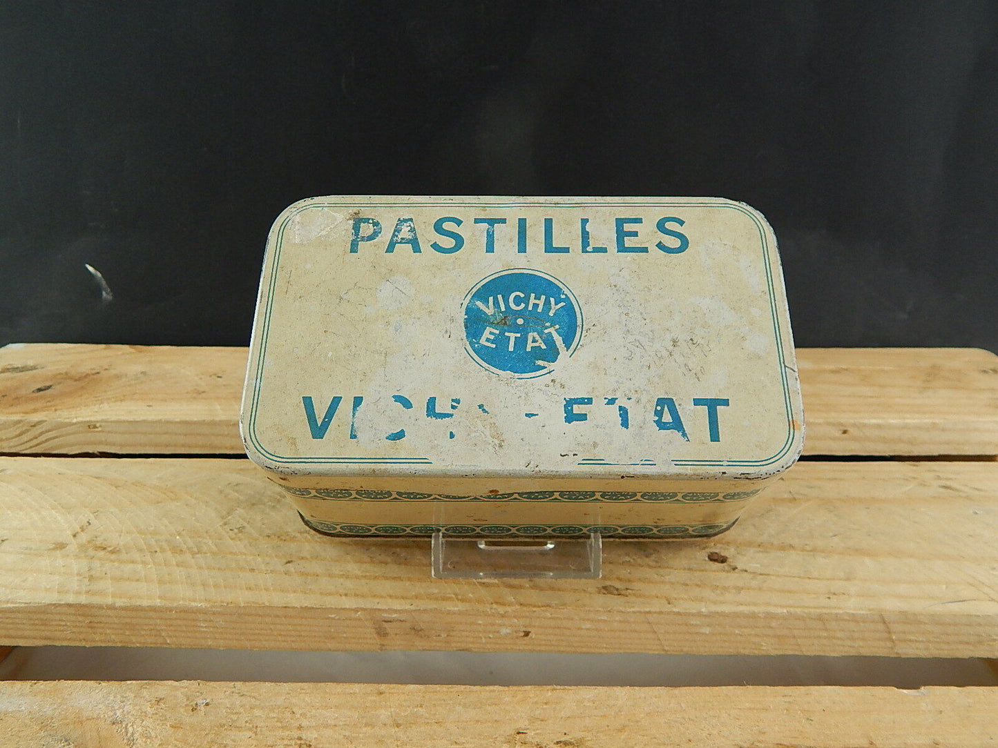 COLLEZIONE ANTICA RARA SCATOLA DI LATTA PUBBLICITARIA PASTILLES VICHY ETAT