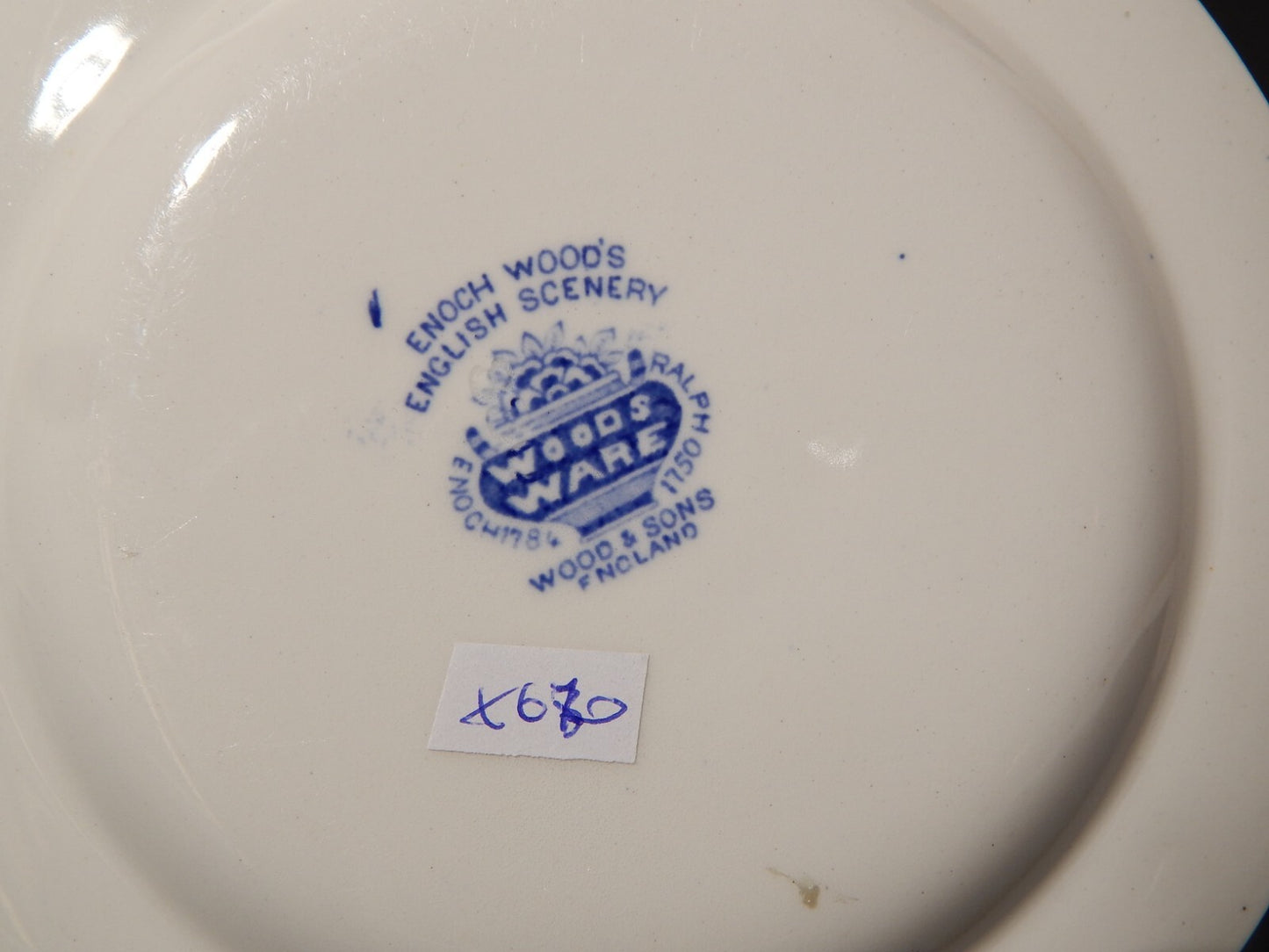 VINTAGE ENOCH WOOD'S ENGLISH SCENERY WOOD&SONS PIATTO DOLCE SEMI PORCELLANA #670