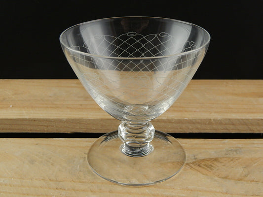 ANTICO BICCHIERE CALICE CRISTALLO INCISO PUNTA DIAMANTE EPOCA ART DECO