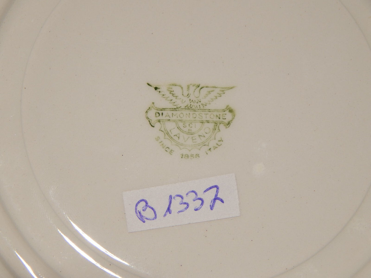 VINTAGE TAZZA BRODO CONSOMME' CERAMICA S.C.I. LAVENO DIAMONDSTONE BIANCO BLU