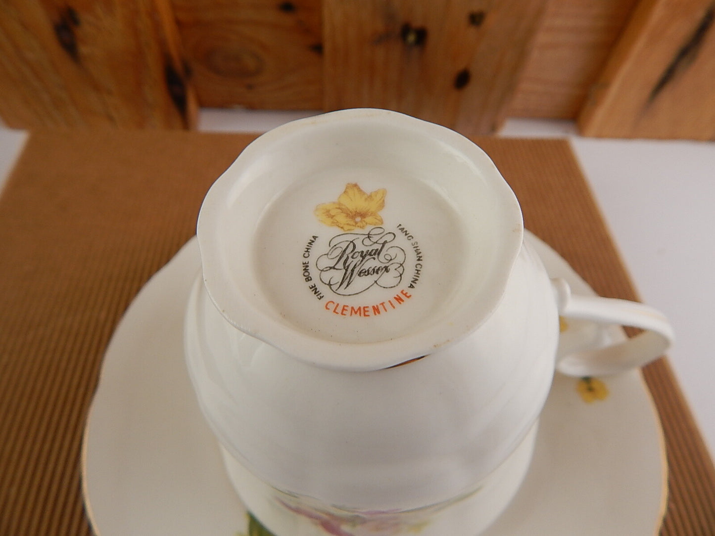 ROYAL WESSEX PORCELLANA INGLESE FINE BONE CHINA CLEMENTINE TAZZA DA TÈ PIATTINO