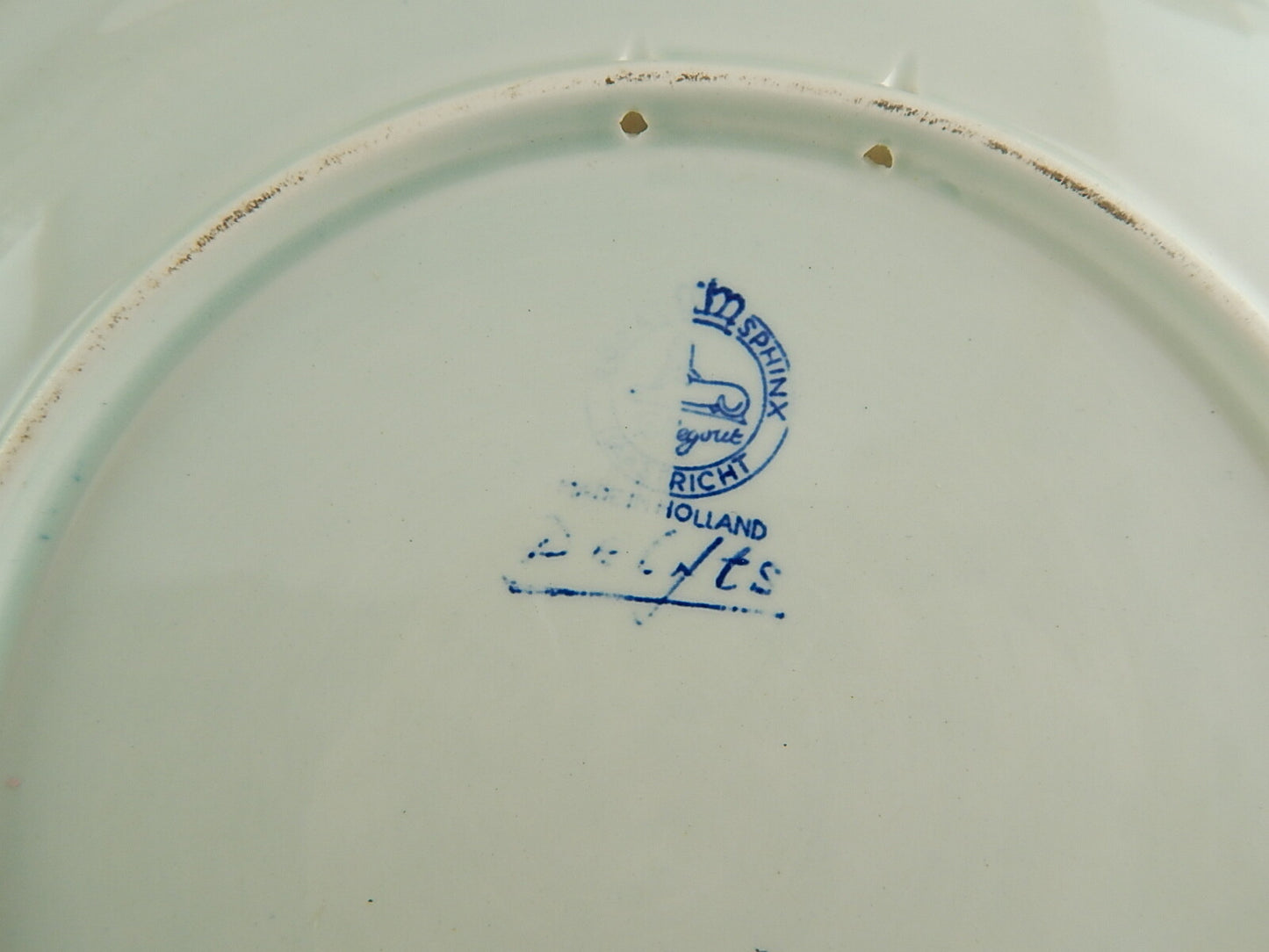 VINTAGE PIATTO DELFTS CERAMICA ROYAL SPHYNX MAASTRICHT P. REGOUT DIPINTO MANO