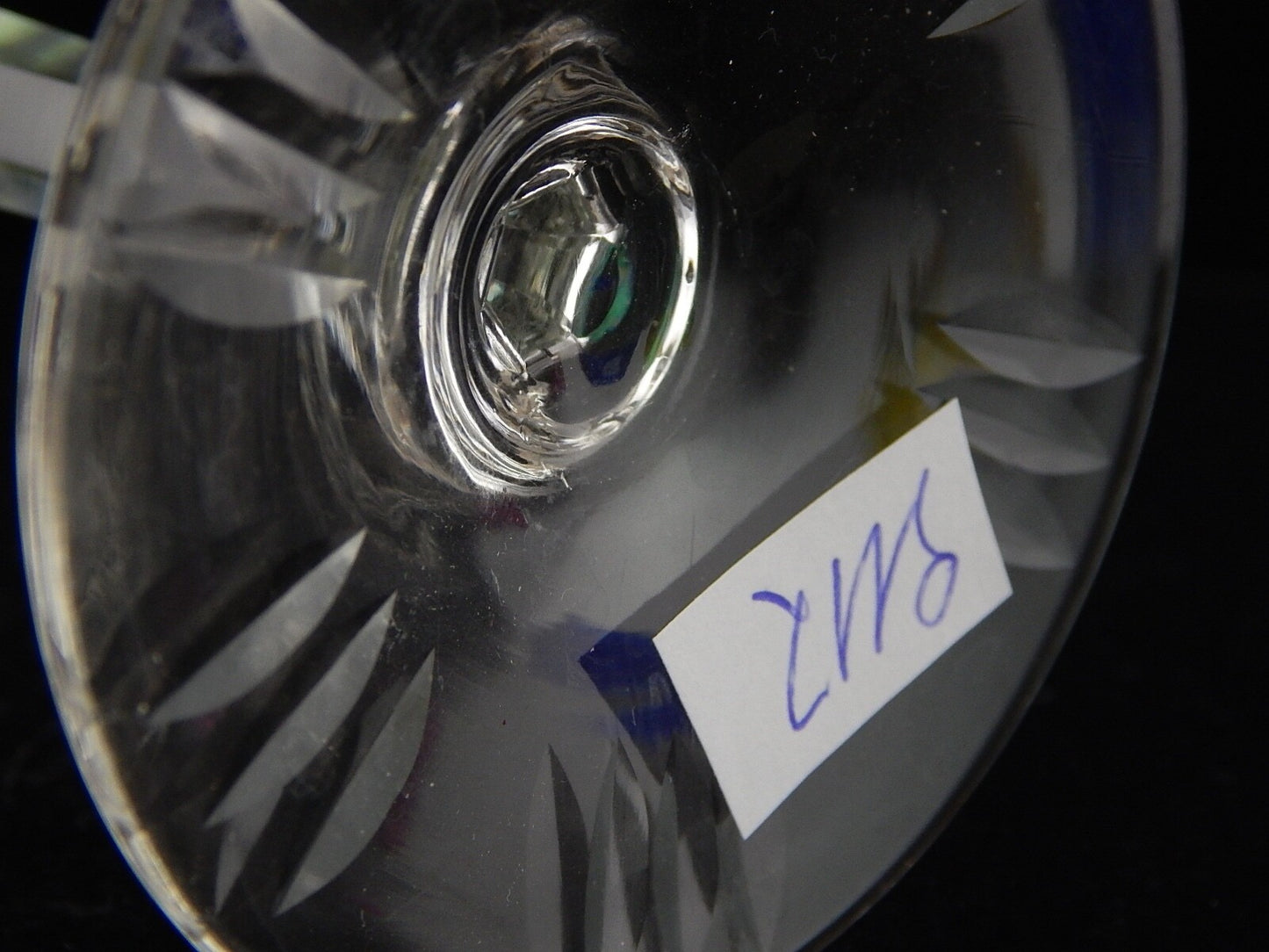 PREZIOSO VINTAGE BICCHIERE CALICE CRISTALLO BOEMIA MOLATO VERDE