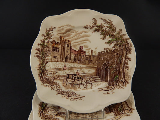 ANTICO SET 5 PIATTI SEMI PORCELLANA STAMPA A MANO HADDON HALL JOHNSONS BROS