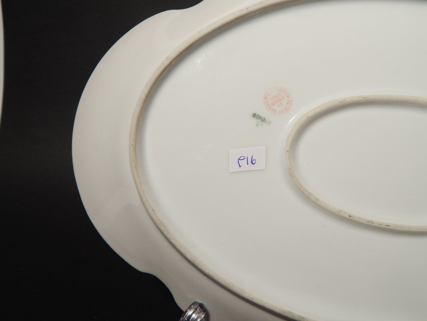 ANTICA VASSOIO PORCELLANA GINORI LIBERTY DECORO ROSA E ORO DIFETTO #916