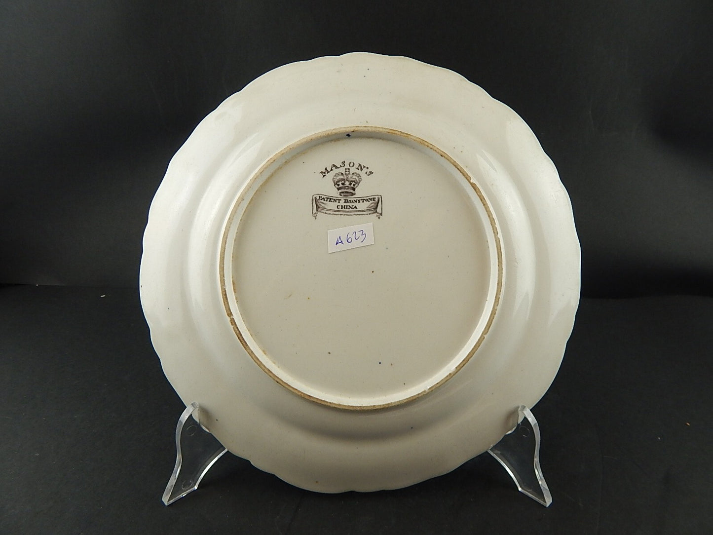 ANTICO RARO PIATTO 1840 CERAMICA MASON'S PATENT IRONSTONE CHINA DECORO A MANO