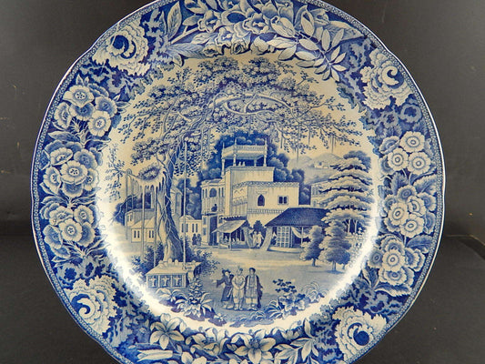 ANTICO DEL 1854 AUTENTICO RARO PIATTO SEMI PORCELLANA WEDGWOOD TRANSFERWARE