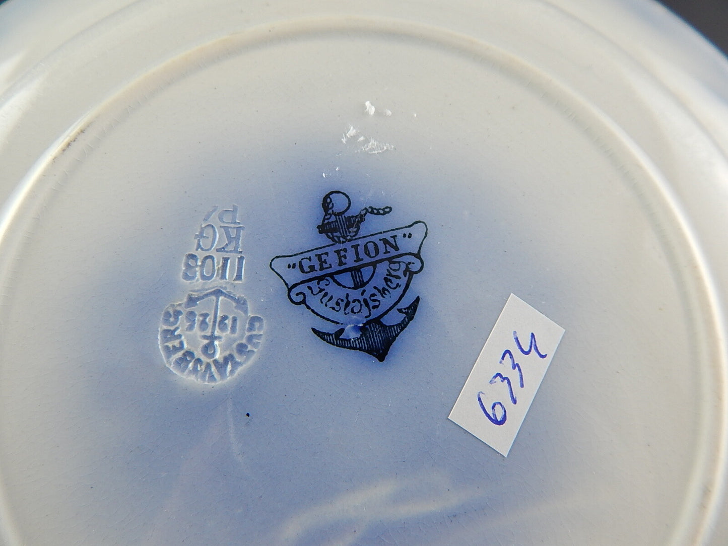 ANTICO AUTENTICO PIATTO FONDO PORCELLANA SECONDA META' 1800 GUSTAVSBERG #6334