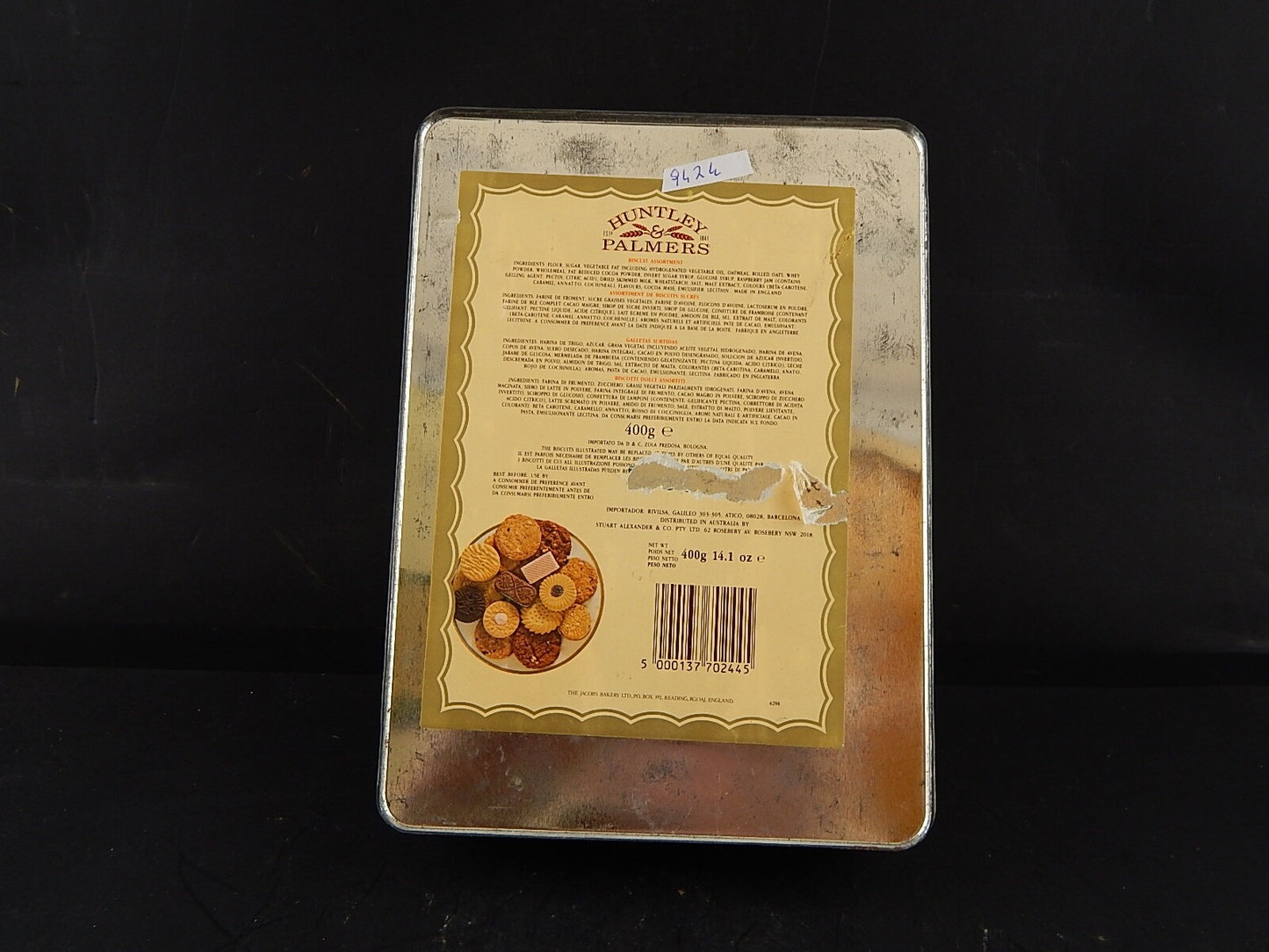 COLLEZIONE VINTAGE SCATOLA LATTA INGLESE BISCOTTI HUNTLEY & PALMERS BISCUITS