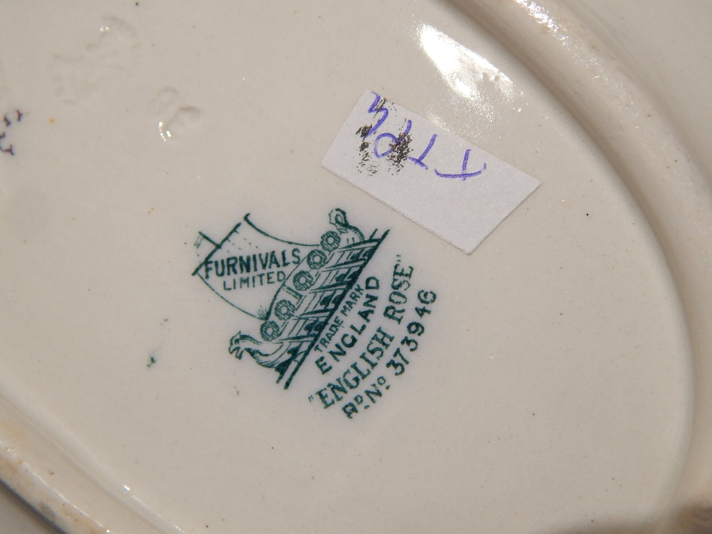 ANTICA RARA SALSIERA PORCELLANA INGLESE FURNIVALS FINE 800 ENGLISH ROSE