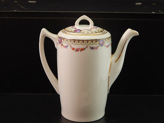 ANTICA ART DECO CAFFETTIERA PORCELLANA BOEMA DECORO A GHIRLANDA