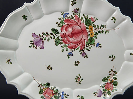 VINTAGE VASSOIO PIATTO OVALE MAIOLICA CERAMICA PAGANI VECCHIA LODI DIPINTO MANO