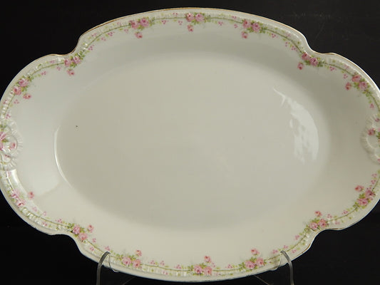 ANTICO VASSOIO PORCELLANA BIANCA GINORI LIBERTY GHIRLANDA DI ROSE E NODI D'AMORE